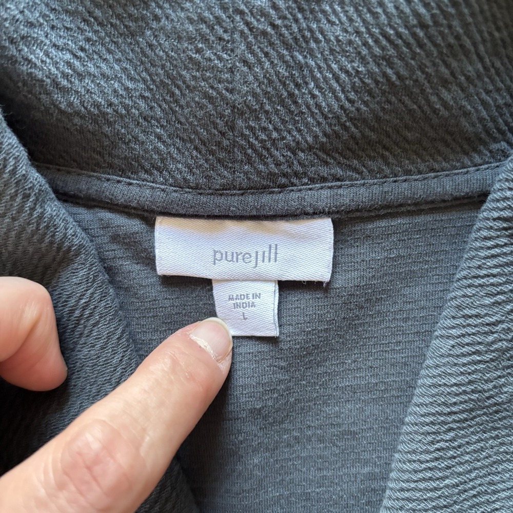 J Jill Pure Jill Long Sleeve Shawl Collar Sweatshirt Large Texture CozyCore‎ - Picture 4 of 9